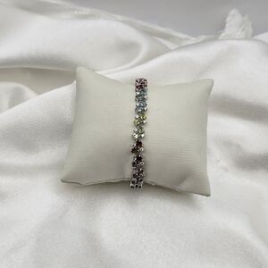 Sterling Silver 925 Multicolor Tourmaline Gemstone Bracelet